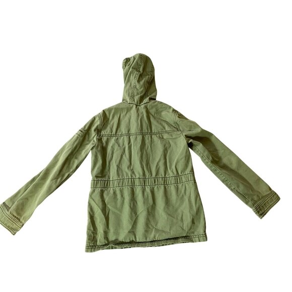Abercrombie Kids Hooded Jacket With Patches Army Green Size 9/10 - Picture 2 of 11